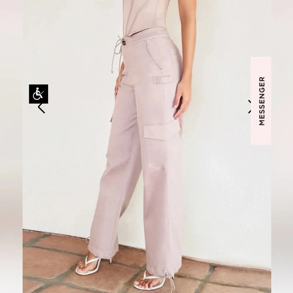 MISTRESS ROCKS STONE LOOSE FIT CARGO TROUSERS Tan Brown Size M - Picture 1 of 6